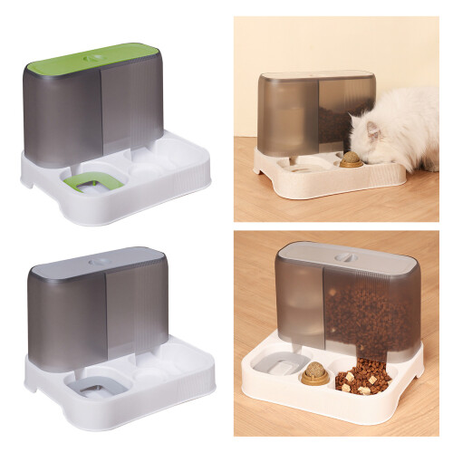Cat Feeder + Waterer Cat Food Container Bowl and-White 2