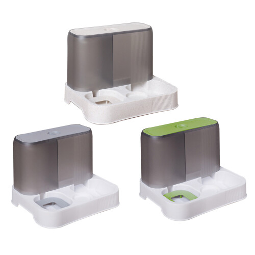 Cat Feeder + Waterer Cat Food Container Bowl and-White 1