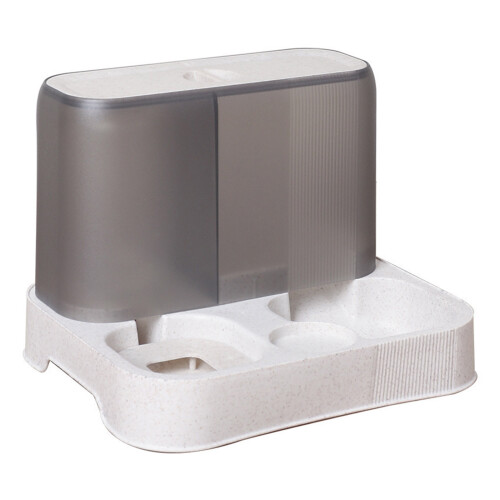 Cat Feeder + Waterer Cat Food Container Bowl and-White