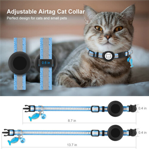 Reflective Pet Collar with Waterproof Tracker-Holder-Black 1