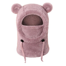 (powder) Kids Balaclava Ski Mask - Cute Ears Winter Hat Face Mask for Cold Weather, Windproof Warm Fleece Lining Balaclava for Boys & Girls