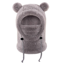 (Light Grey) Kids Balaclava Ski Mask - Cute Ears Winter Hat Face Mask for Cold Weather, Windproof Warm Fleece Lining Balaclava for Boys & Girls