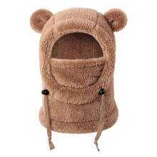 (Brown) Kids Balaclava Ski Mask - Cute Ears Winter Hat Face Mask for Cold Weather, Windproof Warm Fleece Lining Balaclava for Boys & Girls