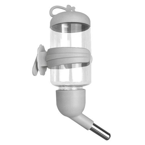Pet Drinking Bottle Plastic Water Drinking Bowl for-grey S