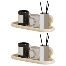 (Double Layer, Cream) No Drill Suction Cup Shower Caddy For Bathroom Space-Saving Versatile Storage for Living Room