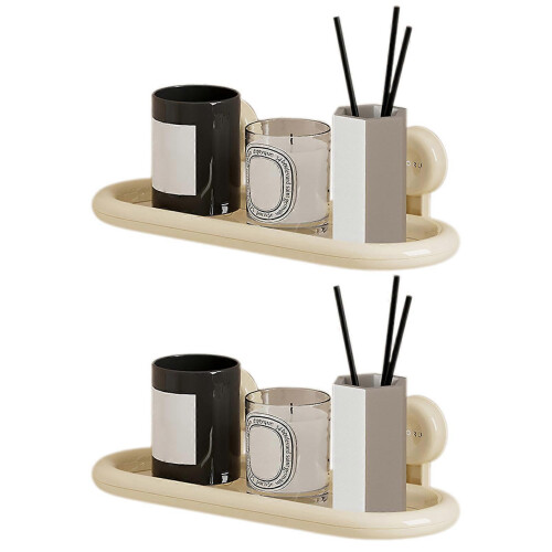 (Double Layer, Cream) No Drill Suction Cup Shower Caddy For Bathroom Space-Saving Versatile Storage for Living Room