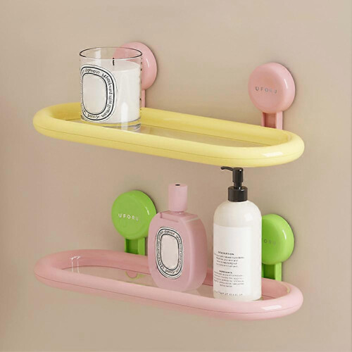 (Single Tier, Cream) No Drill Suction Cup Shower Caddy For Bathroom Space-Saving Versatile Storage for Living Room 2