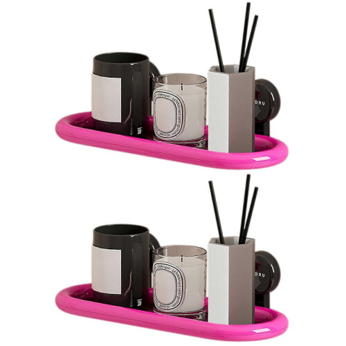 (Double Layer, Black Powder) No Drill Suction Cup Shower Caddy For Bathroom Space-Saving Versatile Storage for Living Room