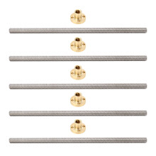 Lead Screw for 3D Printer Z Axis, Stainless Steel Material T8 Trapezoidal Screw with Brass Nut, Precise Thread Design 8mm Diameter 2mm Pitch Smooth