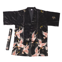 Kimono in seta con motivo pavone, lussuoso tessuto satinato setoso, leggero e comodo da indossare in casa, elegante scollo a V con cintura da