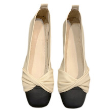 Ballerine slip-on da donna, elegante design con fiocco, punta affusolata bicolore, comoda esperienza di camminata, suola morbida, scarpe basse in