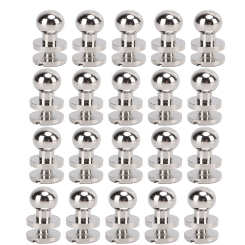 Decorative Rivets for Leather Craft, Solid Brass Material Ball Head Stud Rivets with Screw Back Design for DIY Handbag Belt Wallet Repairs, Secure