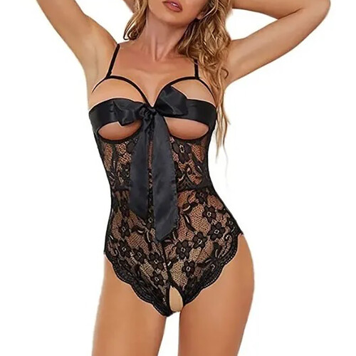 Εσώρουχα Babydoll για γυναίκες, Ολόσωμο κορμάκι με φλοράλ δαντέλα και βαθύ V ντεκολτέ, 1