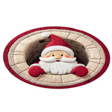 (160cm, A) Christmas 3D Rug - Optical Illusion Area Rugs for Bedroom Living Room Indoor Christmas Decorations Xmas Santa Claus Entryway