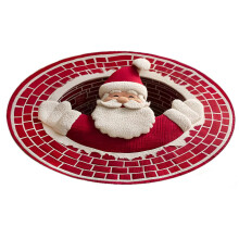 (120cm, F) Christmas 3D Rug - Optical Illusion Area Rugs for Bedroom Living Room Indoor Christmas Decorations Xmas Santa Claus Entryway