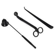Kerzenzubehör 3-tlg. Set Wachskutter Schneidezange Kerzenausblaser Löschmittel Schwarz Geschenk