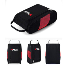 (Black And Red) Golf Sport Shoes Bag Air Permeable Light Travel Package Waterproof Shoe Bag Dustproof Men Women