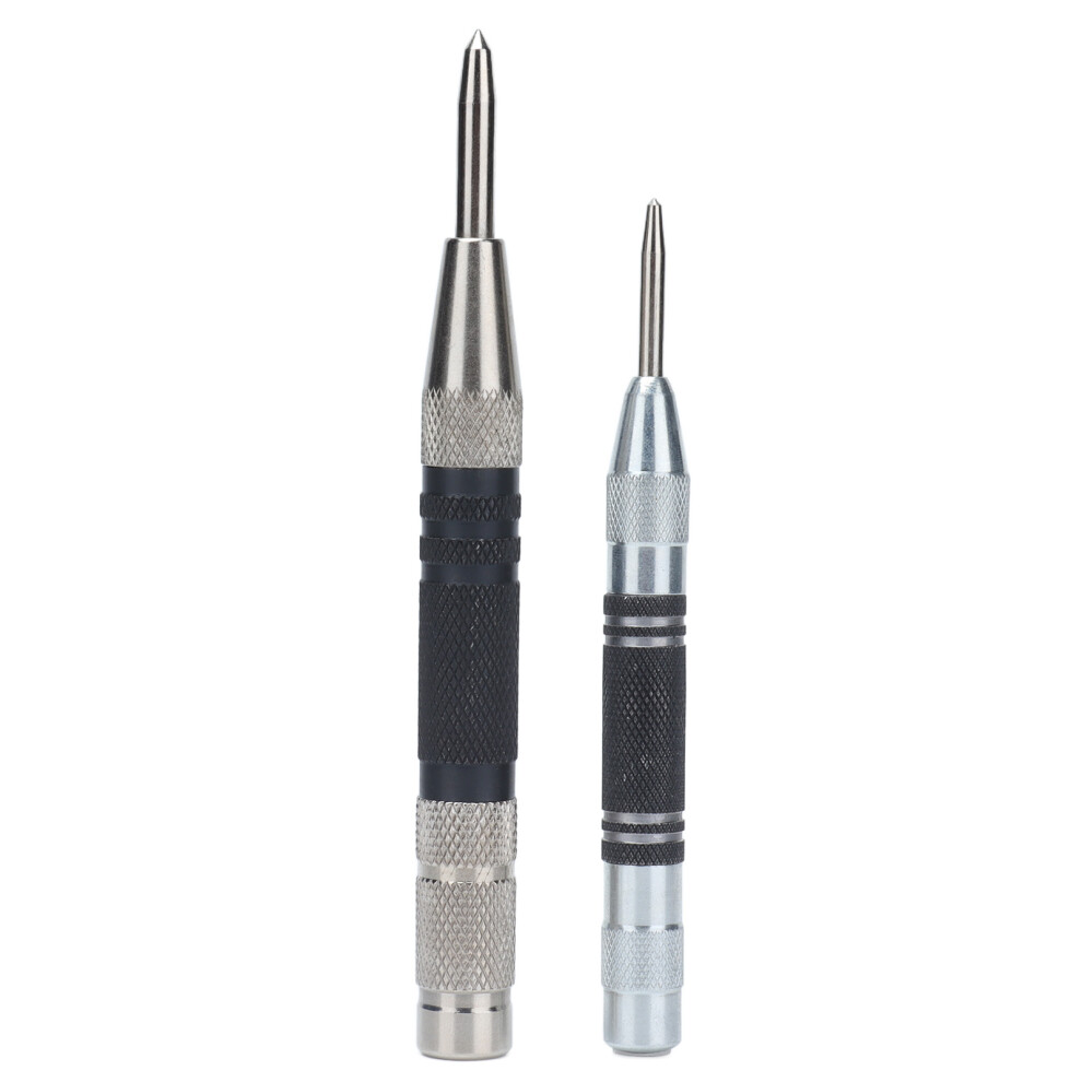 Hardened Steel Automatic Punch Tool For Accurate Drilling, Adjustable Impact Strength Spring Center Punch With Knurled Grip Suitable For Metal Wood 9175034337314