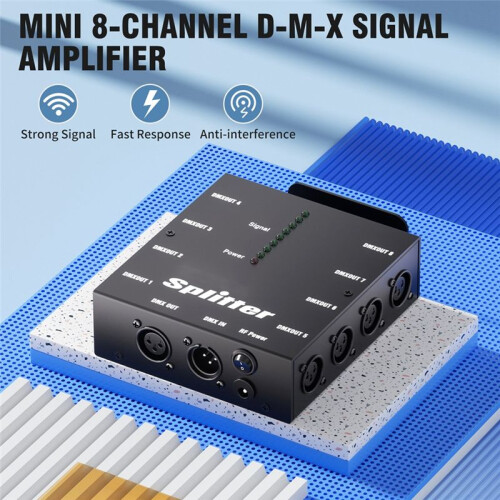 For 8 Way Isolated DMX Splitter LED Lighting Controller 8 Branch Universal Splitter Amplifier 3Pin Outputs EU PLUG 1