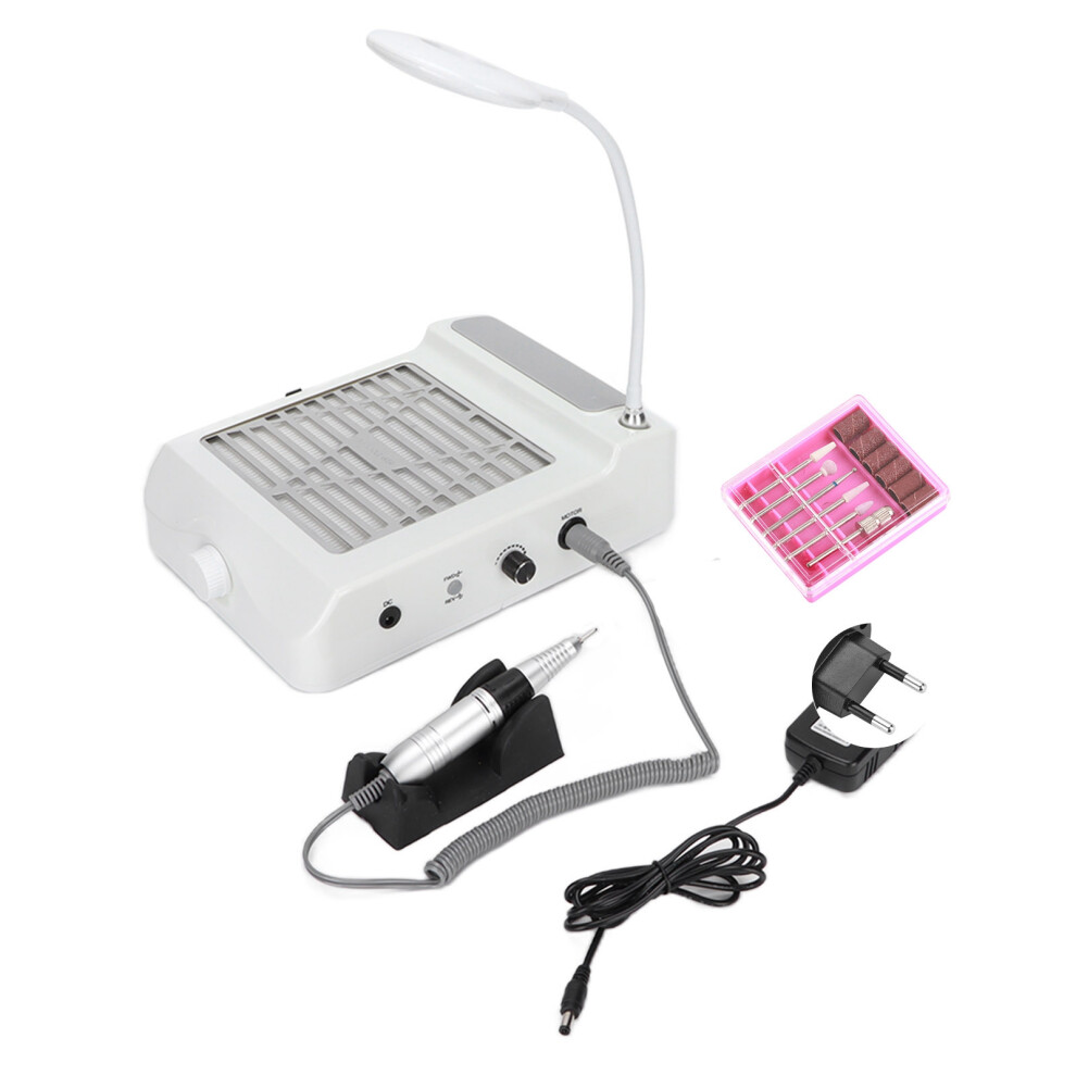 All In One Nail Drill Machine With Vacuum Cleaner And LED Spotlight, 80W Nail Dust Collector With Pull Out Filter Mat And Cooling Holes, 35000 RPM