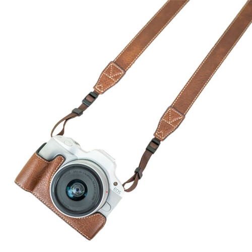For  R50/100 Camera Bag Protective Case Lychee Pattern Pu Case R50/100 Miniature DSLR RP Base with Shoulder Strap C