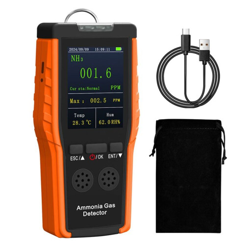 Portable Continuous Quantitative Analysis Ammonia Gas Hold  9000B Detector 0-100ppm Rechargeable with LCD Screen