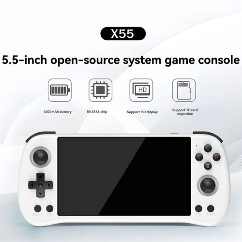 X55 Handheld Game Console 5.5In 1280x720 IPS Screen Open Source for Linux Retro Gaming Supports TV Output PSP Games A 2