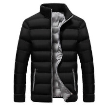 (6XL,Black Gray)Men's Fiber Down Padded Full Zip Short Coat Windproof Winter Puffer Jackets