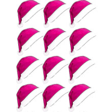 (Pink-12pcs) Christmas Party Hats for Adults - 12pcs Red Santa Hat Bulk Collection