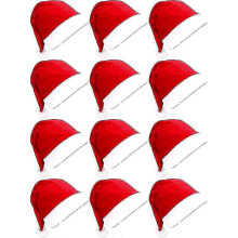 (Red-12pcs) Christmas Party Hats for Adults - 12pcs Red Santa Hat Bulk Collection