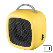 (US plug, Yellow) 600W Space Heater Fast Heating Compact Electric Mini Fan Heater with Thermostat for Office Desk Bedroom