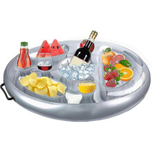 Inflatable Floating Drink Holder for Pool Party, Swimming Pool Accessories Drink Floats with 8 Holes Large Capacity, Hot Tub Floating Tray for Adult