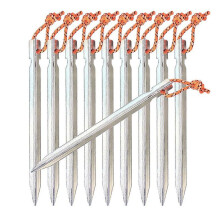 (Silver) Campingaccessorie niceEshop 10 Pcs Tent Stakes Tent Pegs Ultralight Aluminum Camping Hiking Peg with Pull Cords & Pouch