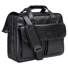 (Black) Laptops Tote Bag for Men Large PU Leather Briefcase for Men Multiple Compartments Messenger Bag