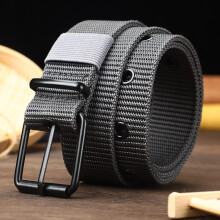 (Black, 118cm) Unisex Breathable Canvas Belt with Pin Buckle, Nylon Webbing Belt for Outdoor Sports & Jeans, Trendy Belt for Men and Women