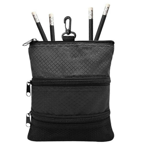 (Black) Golf Accessory Bag Multi Pocket Organizer Portable Pouch Compatible For Golf Balls Tees Storage Hanging Hook Design