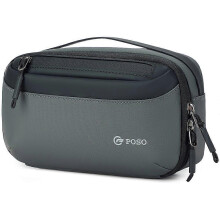 (Grey) POSO PS-830 Digital Accessories Organizer Bag Men Polyester Waterproof Handbag Multi-Layer Cable Storage Pouch
