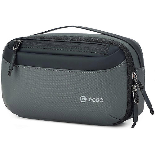 (Grey) POSO PS-830 Digital Accessories Organizer Bag Men Polyester Waterproof Handbag Multi-Layer Cable Storage Pouch