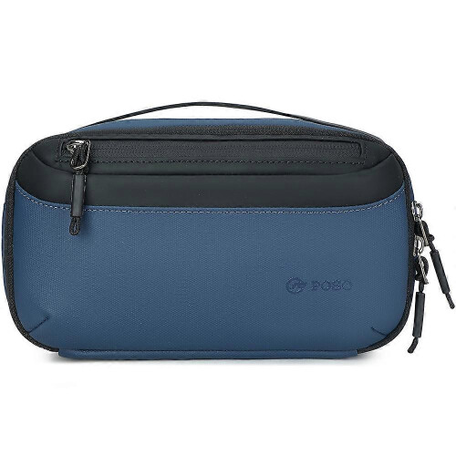(Blue) POSO PS-830 Digital Accessories Organizer Bag Men Polyester Waterproof Handbag Multi-Layer Cable Storage Pouch 1