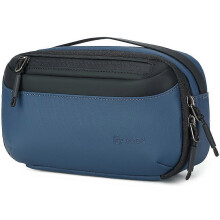 (Blue) POSO PS-830 Digital Accessories Organizer Bag Men Polyester Waterproof Handbag Multi-Layer Cable Storage Pouch