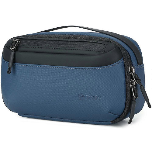 (Blue) POSO PS-830 Digital Accessories Organizer Bag Men Polyester Waterproof Handbag Multi-Layer Cable Storage Pouch