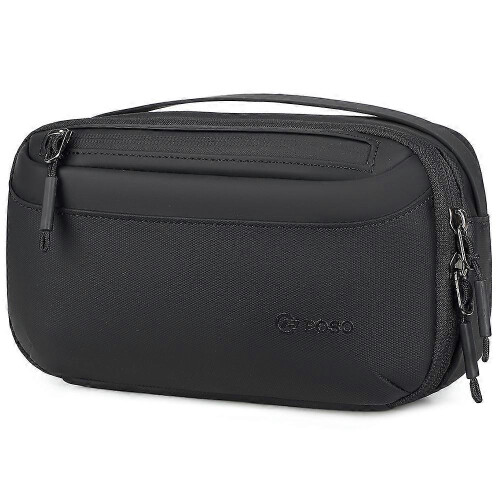 (Black) POSO PS-830 Digital Accessories Organizer Bag Men Polyester Waterproof Handbag Multi-Layer Cable Storage Pouch