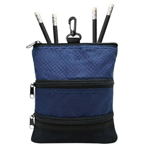 (Blue) Golf Accessory Bag Multi Pocket Organizer Portable Pouch Compatible For Golf Balls Tees Storage Hanging Hook Design