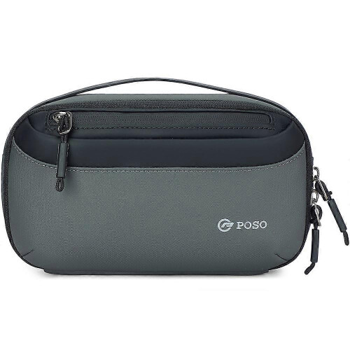 (Grey) POSO PS-830 Digital Accessories Organizer Bag Men Polyester Waterproof Handbag Multi-Layer Cable Storage Pouch 1