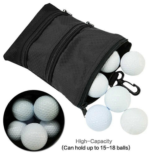 (Black) Golf Accessory Bag Multi Pocket Organizer Portable Pouch Compatible For Golf Balls Tees Storage Hanging Hook Design 1