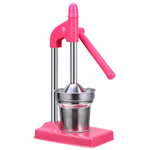 (Pink) Cast Iron Juicer Hand Press Multi-Purpose Fruit Press Squeezer for Oranges Citrus