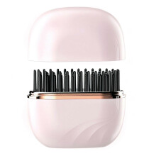 (pink) Wireless Portable Mini Hair Straightener Brush Fast Heating Anti-Scald With Protective Case for Women Men