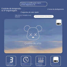 (Exibição digital de cinco velocidades de temporização 80*33, Xadrez Urso) Almofada de aquecimento à prova d'água de mesa