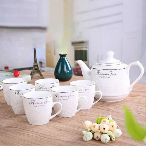 (With Scale Tray) Elegant Ceramic Water Pitcher Tea Set Present Reusable Practical Tea Pot Set Gift for Tea Lover 2