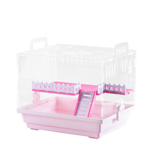 Luxury Dwarf-Hamster Cage Small Animal-Pink platform on whi